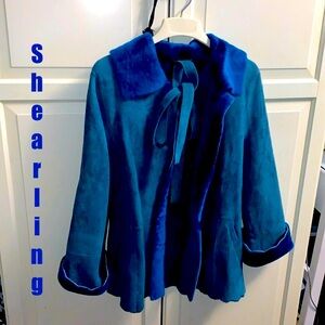 Exotic European shearling, Turquoise Blue Shearling Coat / Jacket Authentic!